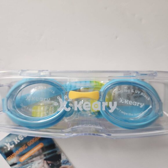 Keary Swimming Goggles Anti-Fog UV Protection Adjustable Strap Blue & Yellow - Picture 2 of 7